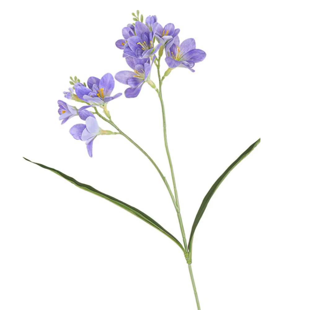 2 branches de fleurs artificielles de freesia et d'orchidée