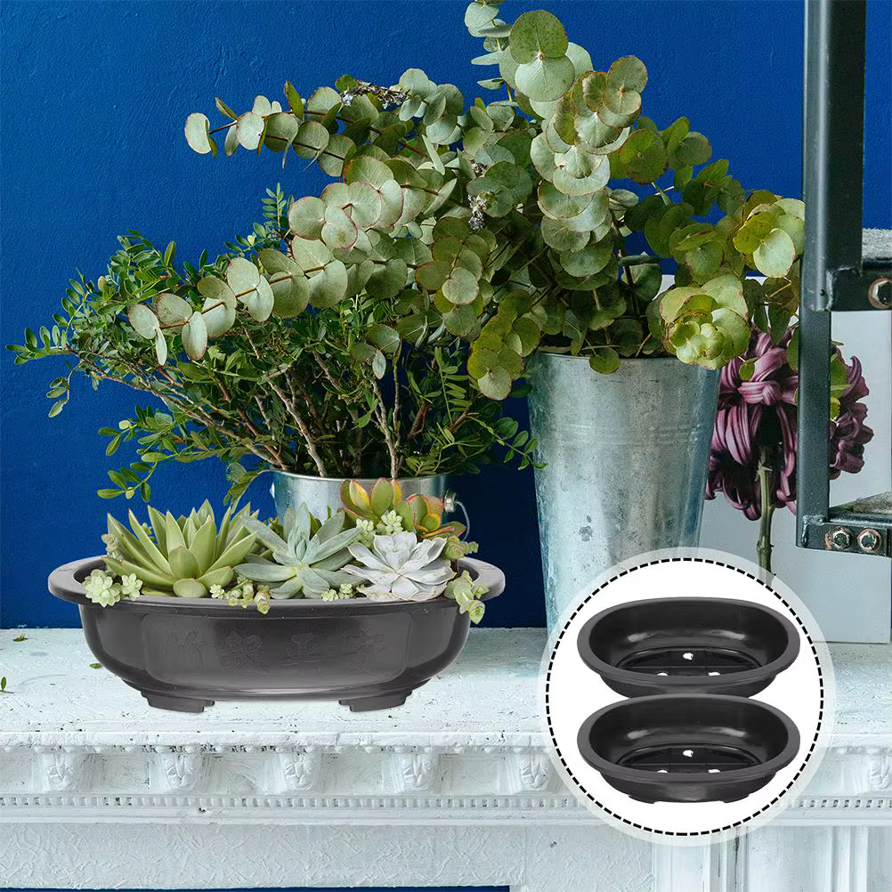 Lot de 2 pots de fleurs en plastique