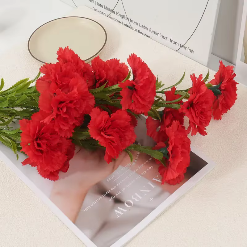 Simulation de fleurs œillets en soie