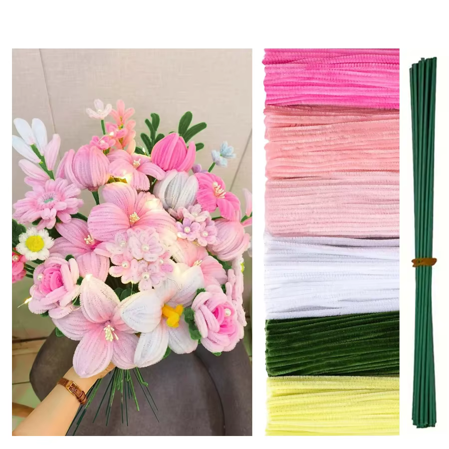 500/600 pièces nettoyeurs de tuyaux tiges de Chenille 12 pouces fournitures artisanales en vrac pour les projets d'art et d'artisanat bricolage cadeau créatif