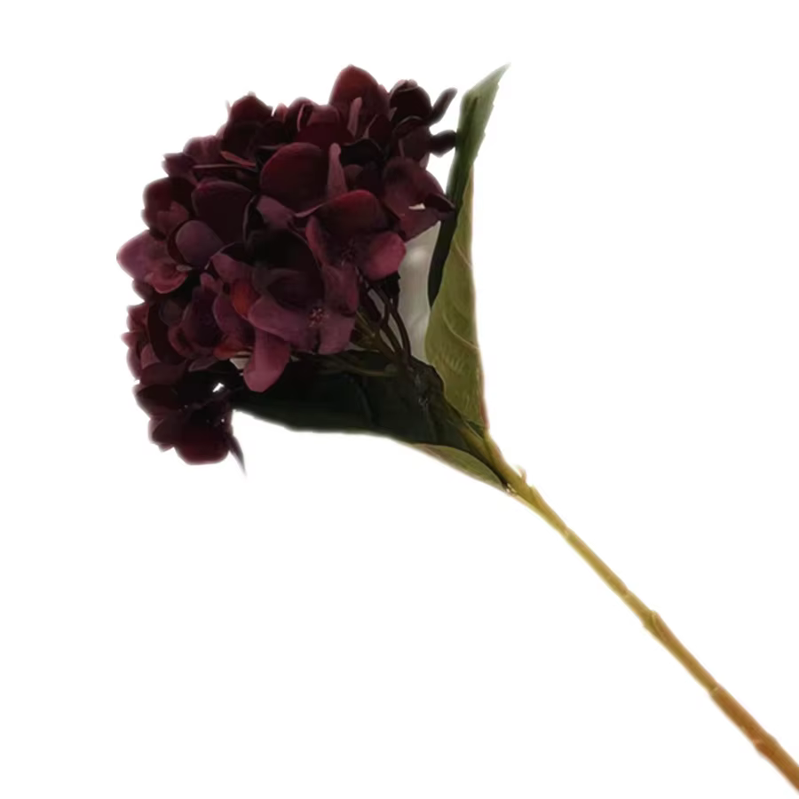 Une plante d'hortensia artificielle de peinture d'huile de soie de branche de fleur d'hydragène de couleur rétro