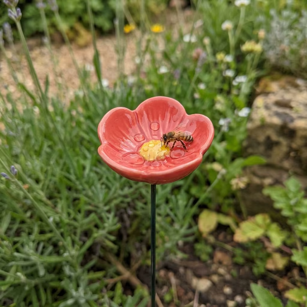 Abreuvoir en céramique pour fleurs et abeilles
