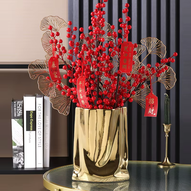 Vase à fleurs en céramique à volants en argent