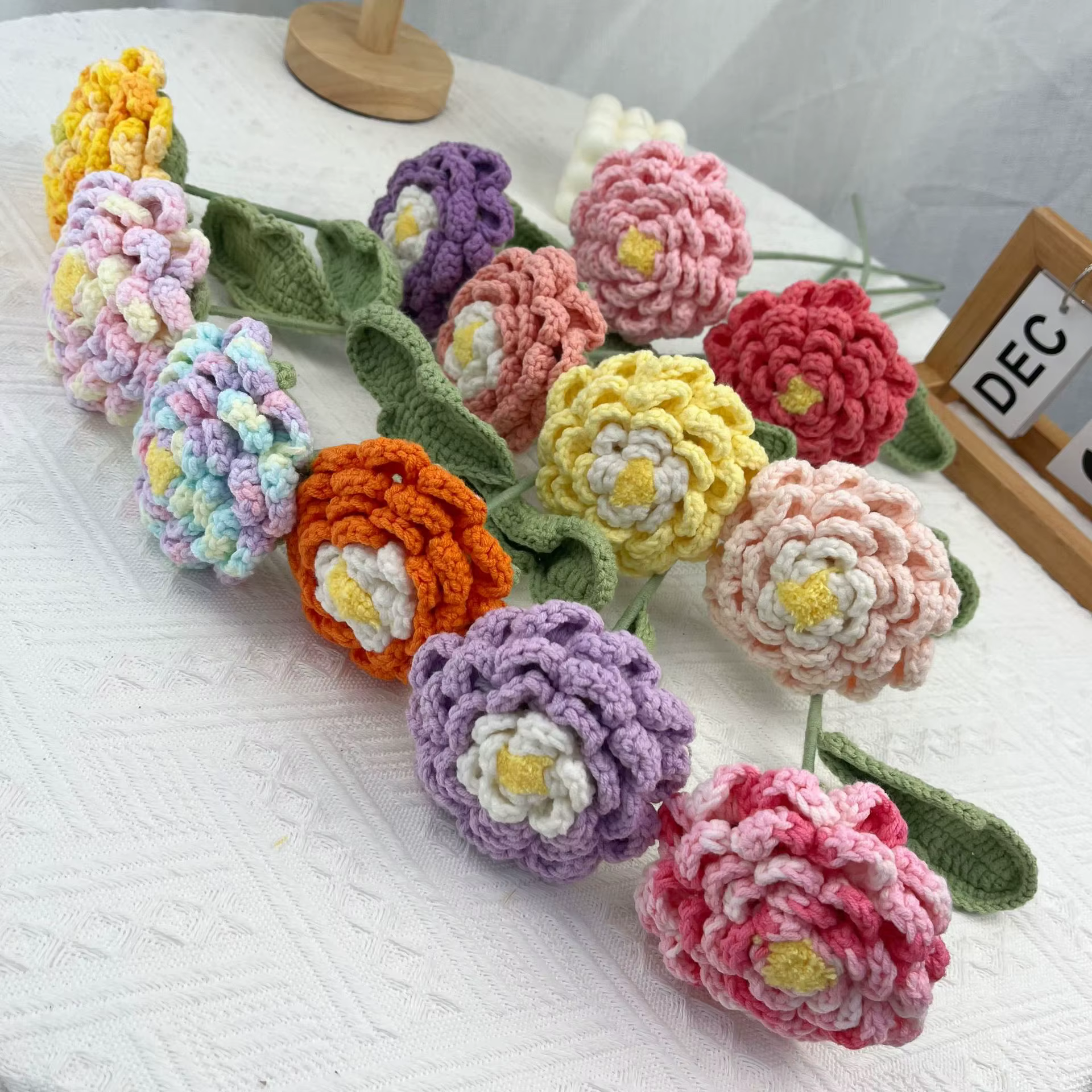 Crochet fil fleur pivoine Bouquet maison bureau ornement vie éternelle
