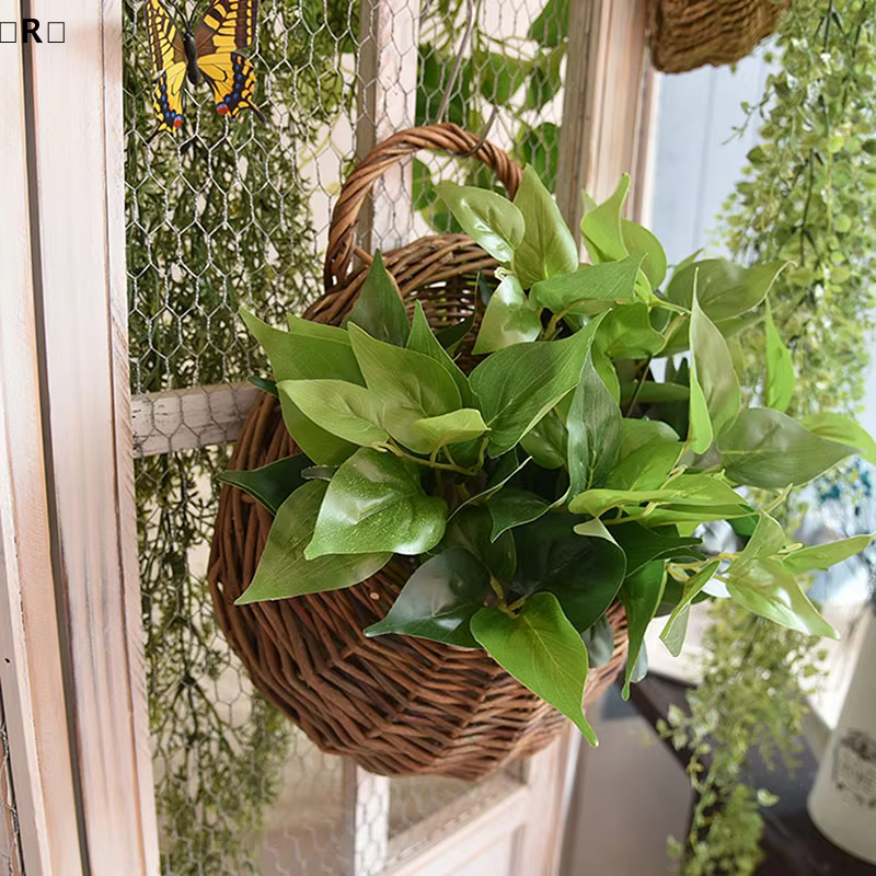 Panier à fleurs en rotin tressé à la main
