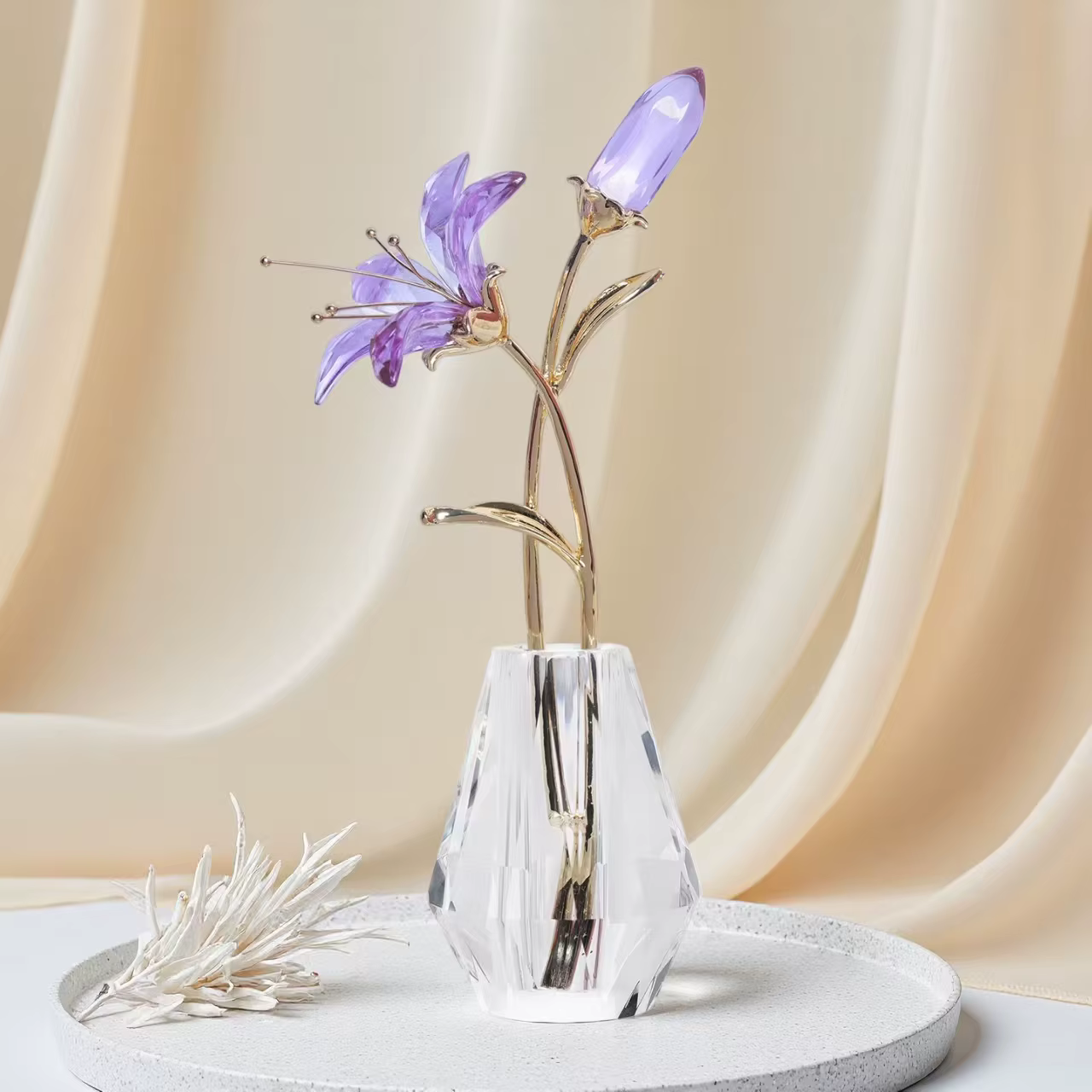 Ornement de fleur en cristal de luxe léger