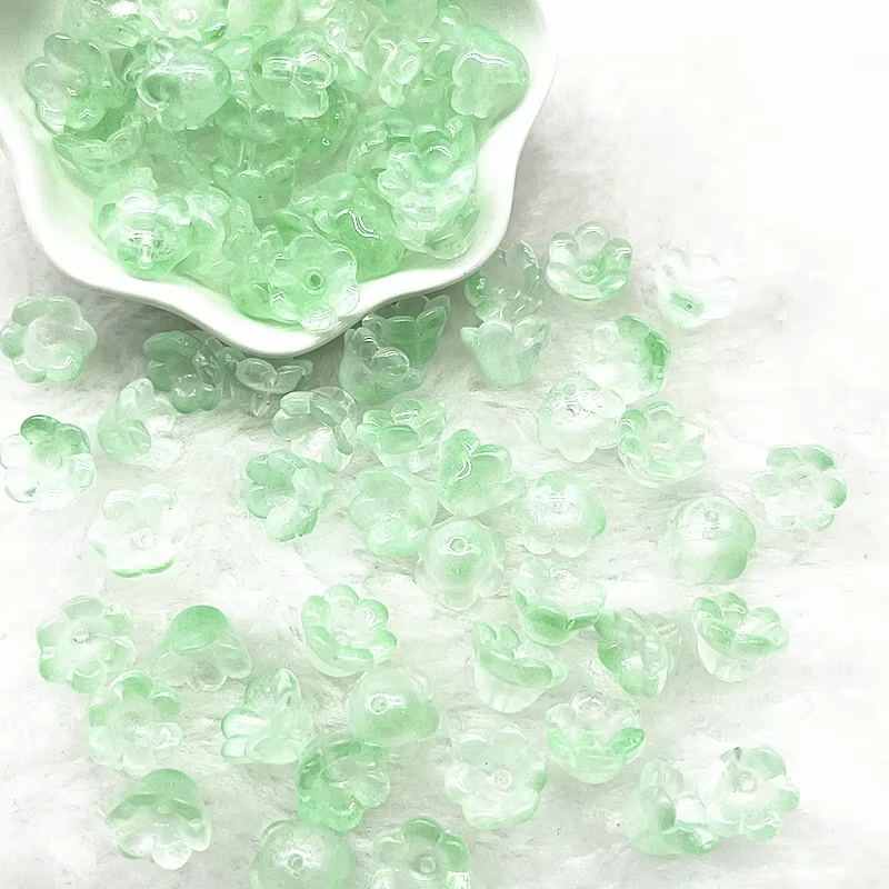 Perles de verre colorées en forme de fleur de trompette, 20 pièces, 7x12mm, pour la fabrication de bijoux, épingle à cheveux, bricolage fait à la main