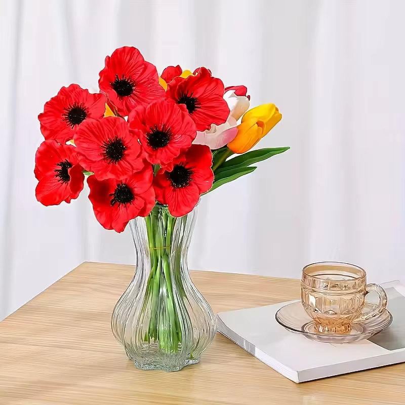 Fleurs de coquelicot rouges artificielles – Parfaites pour bouquets de mariage et arrangements floraux idéaux pour la Saint-Valentin et les décorations