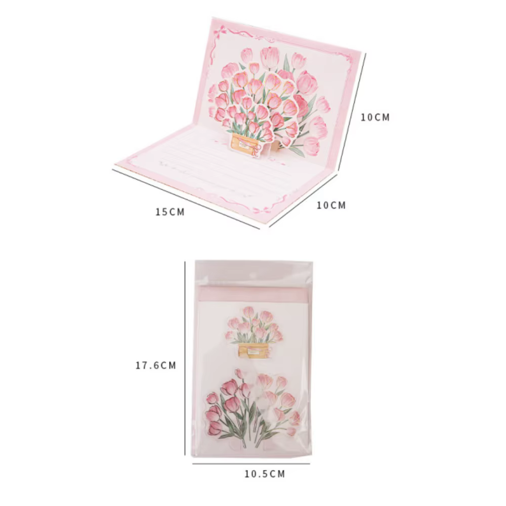 Pop-Up 3d tulipes Roses tournesols Bouquet carte de voeux