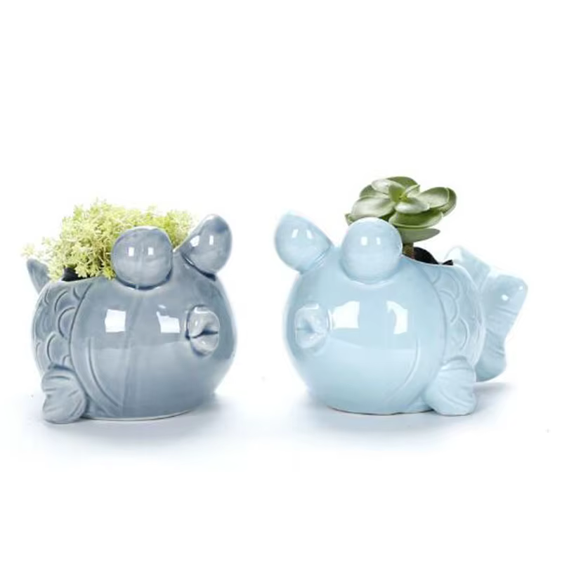 Pot de fleurs en porcelaine bleue de style européen