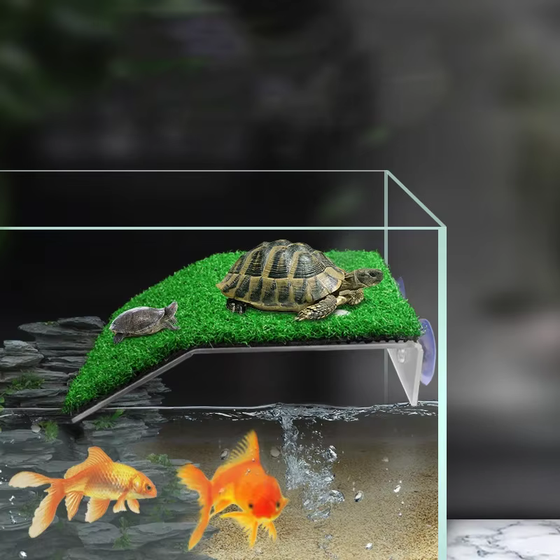Plate-forme de repos pour tortue, ventouse, simulation Kiev itat, rampe de pelouse, île flottante pour reptiles, accessoire de terrarium, S6