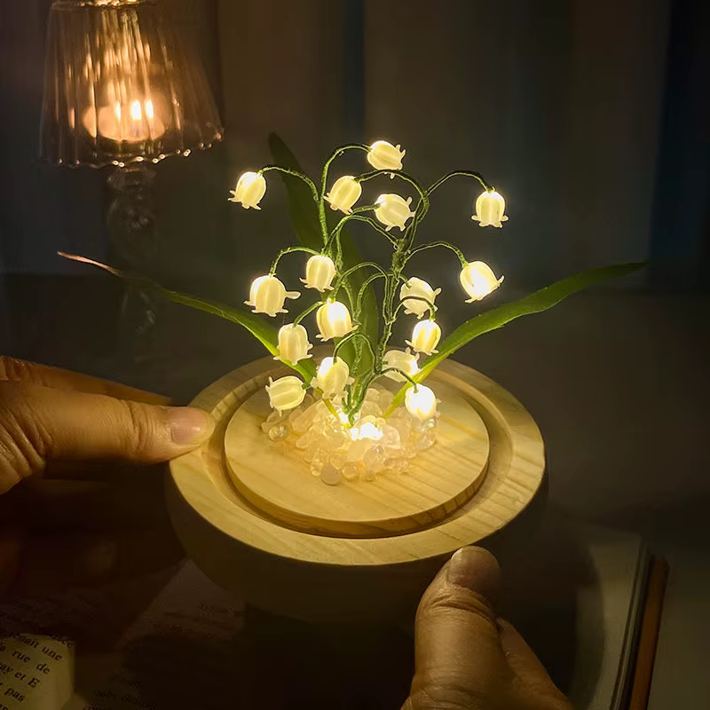 Fleurs artificielles bricolage créatif brillant à la main muguet veilleuse pour chambre décorative Festival cadeau d'anniversaire