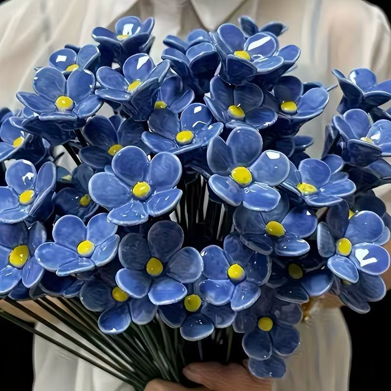6/8/10 pièces de fleurs éternelles en céramique artisanales