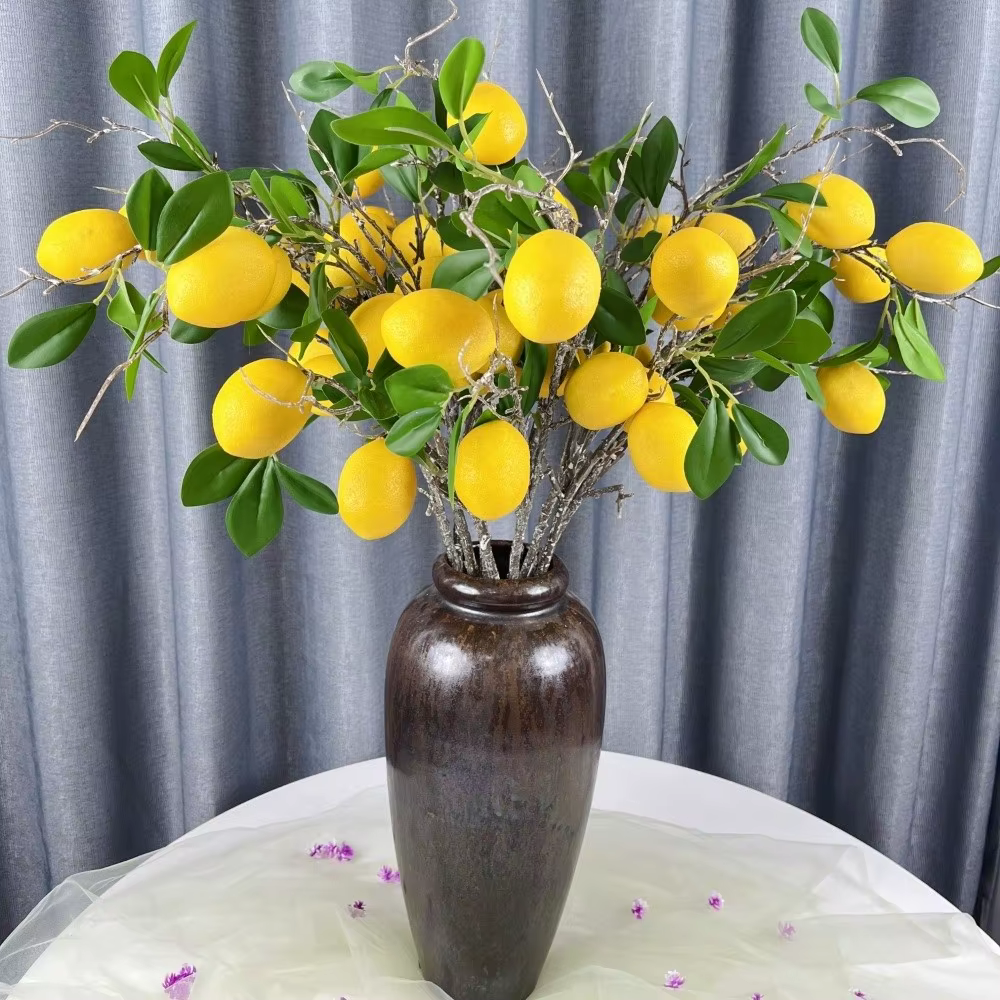 Branche de citron artificielle en feuilles vertes