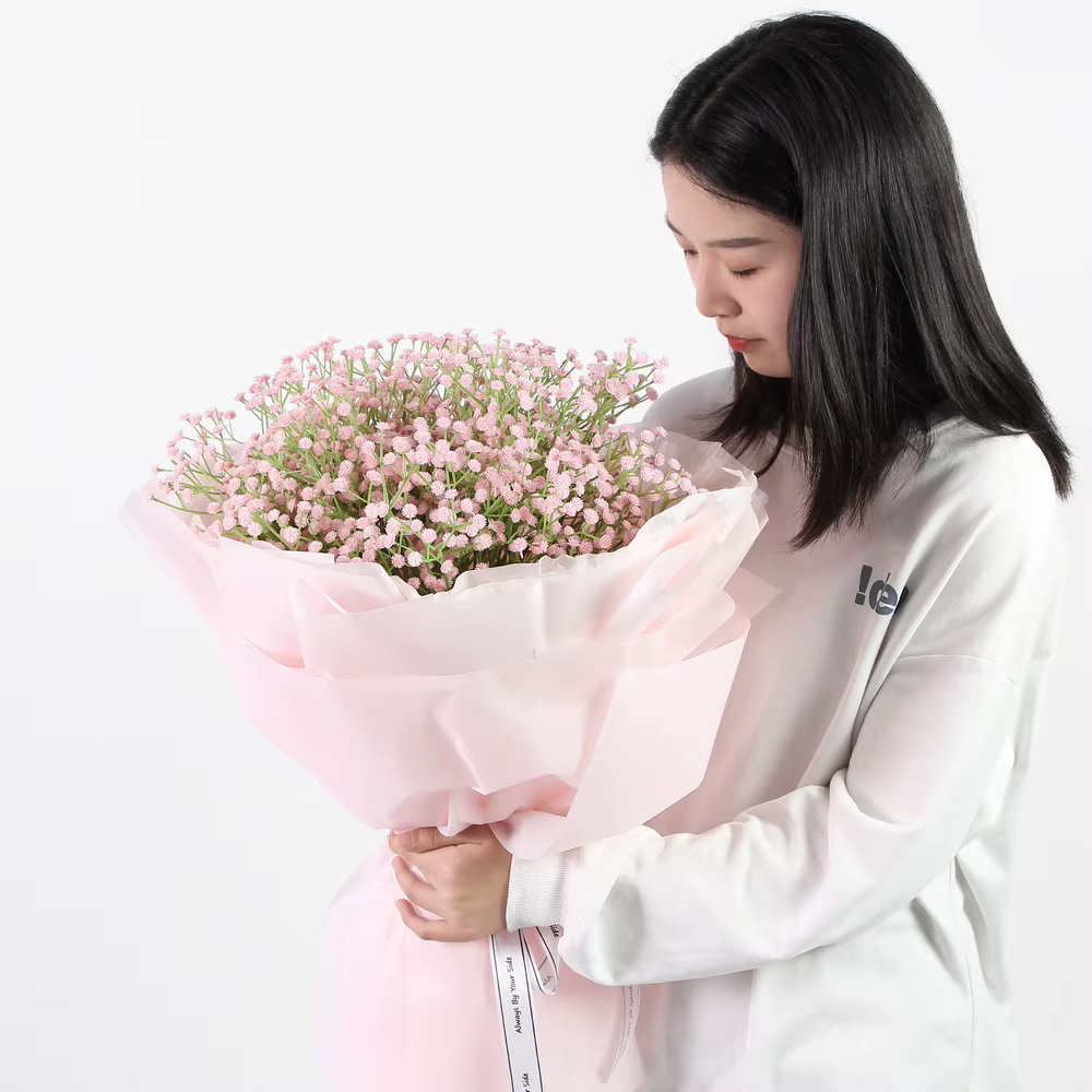 108 têtes blanches bébés souffle fleurs artificielles bricolage Bouquet 60 cm décoration de mariage Arrangement en plastique fausse fleur décor à la maison