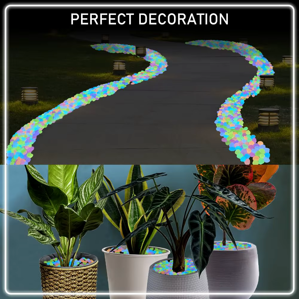 Pierres lumineuses en résine pour plantes en pot
