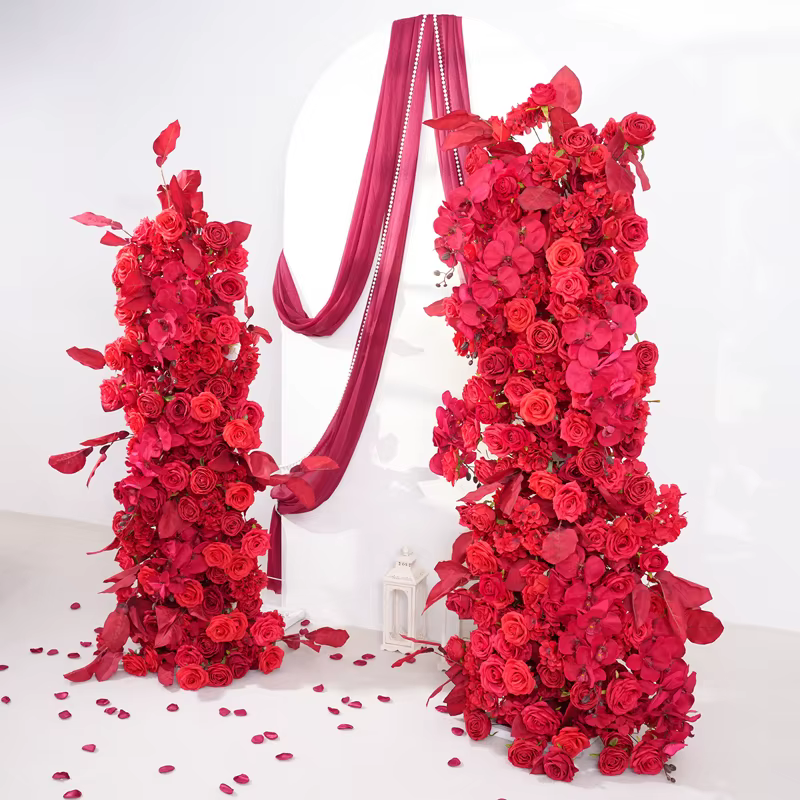 Série rouge Rose fleur rangée décor KT conseil réception de mariage toile de fond Arrangement Floral fournitures photographie accessoires A 875201