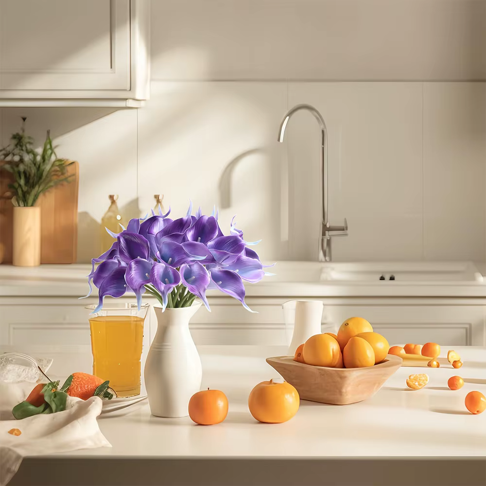 5 pièces fleurs artificielles PU Calla Lily pour la maison chambre décor de bureau cadeau de fête des mères pièce