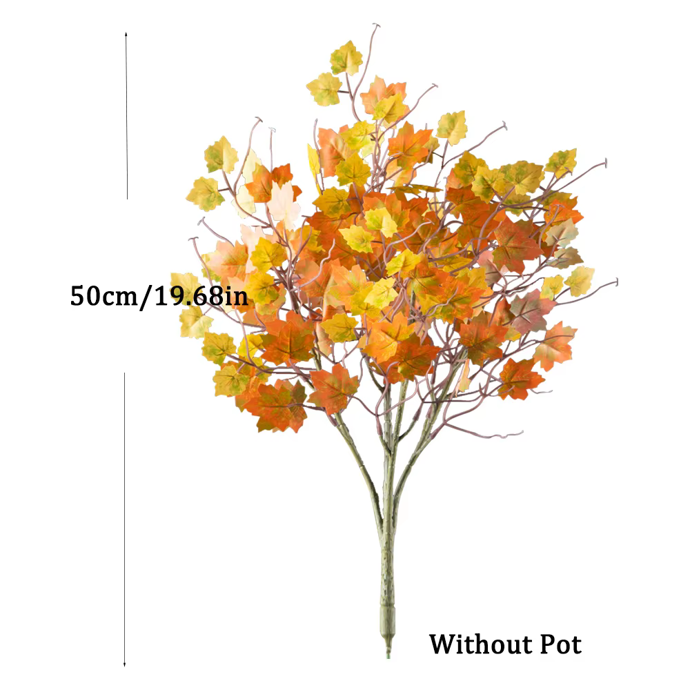 Feuilles d'Érable Artificielles, Fausses Plantes Tropicales, Branche pour Festival de Récolte, Décor d'Halloween, 40-60cm
