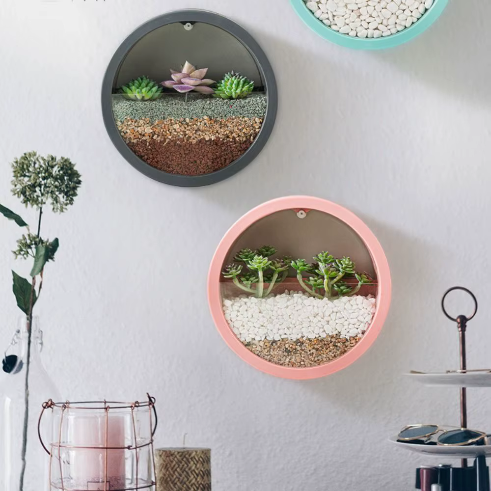Décoration murale Arrangement de fleurs mural sans poinçonnage Pot de fleur ornements plante conteneur Pot