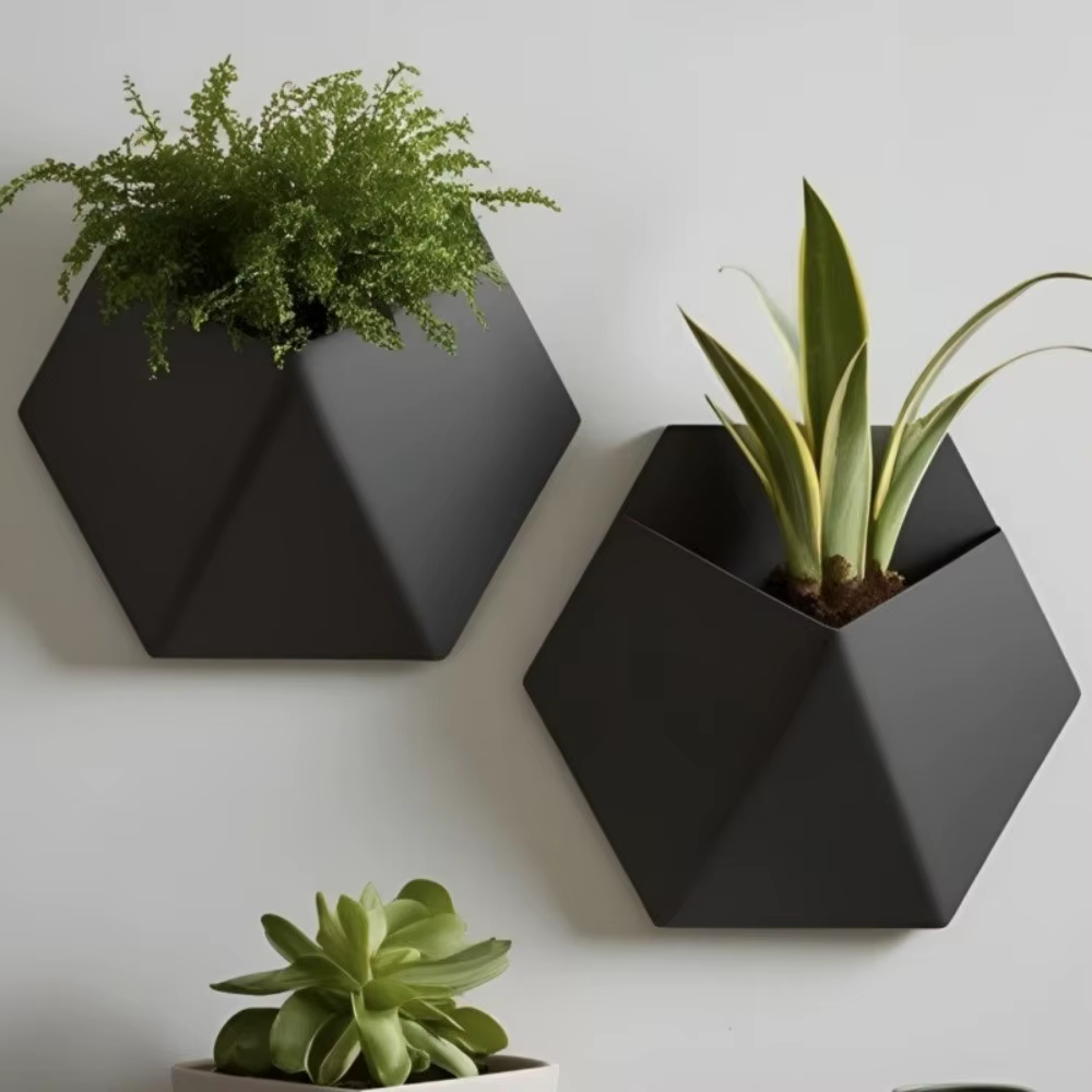 Pot de fleurs hexagonal géométrique mural
