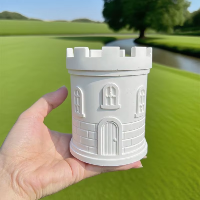 Maison de château 3D, plante succulente