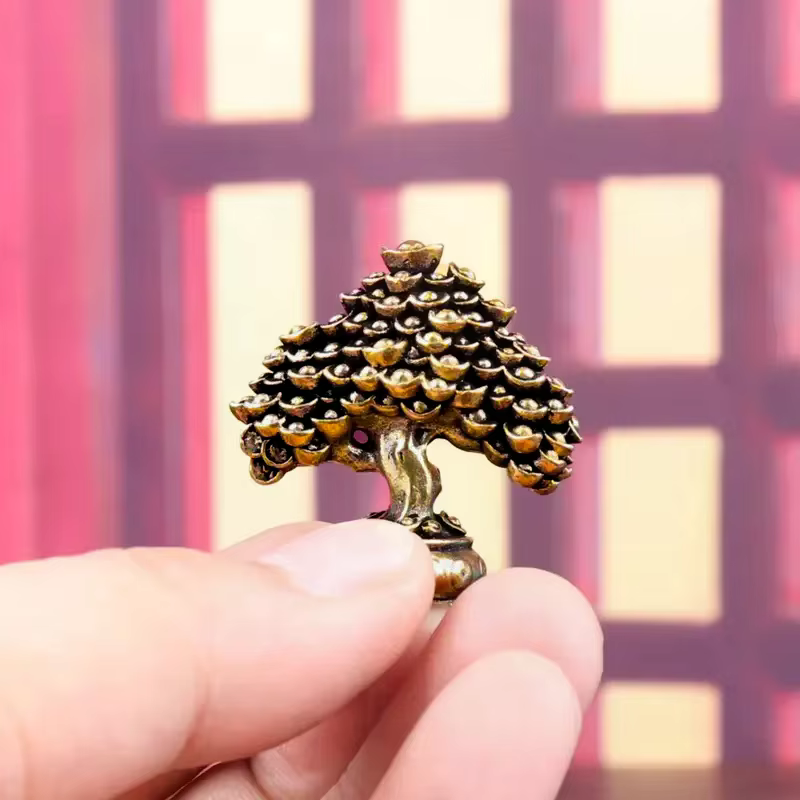 Figurines Feng Shui d'arbre de richesse chinoise en laiton