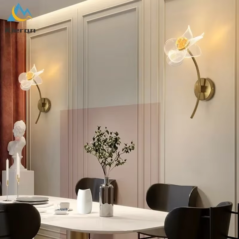 Nordique moderne fleur mur LED lampe Restaurant étude chambre KTV chevet applique murale salon décoration tournesol appliques murales