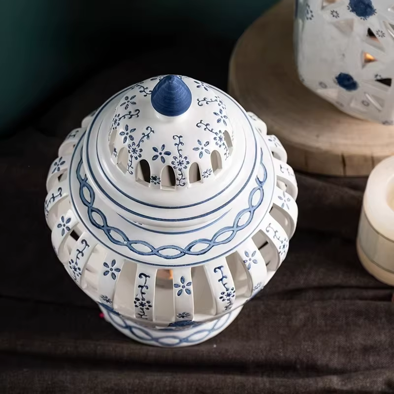 1 pièce Pot décoratif en céramique ajourée de style européen