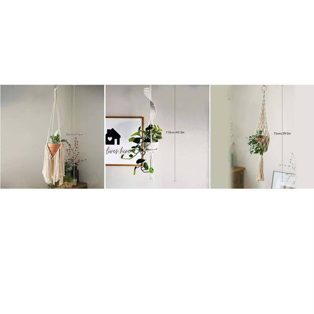 Porte-plantes suspendus en macramé pour salon intérieur