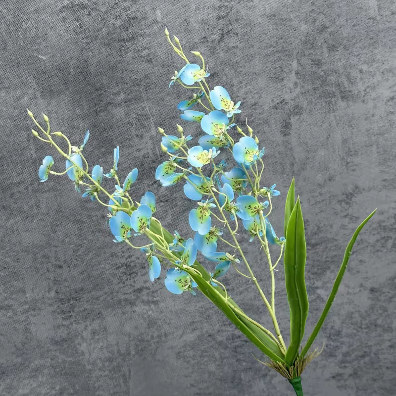 2pcs Bouquet de fleurs Oncidium artificielles Trois fourches Plante