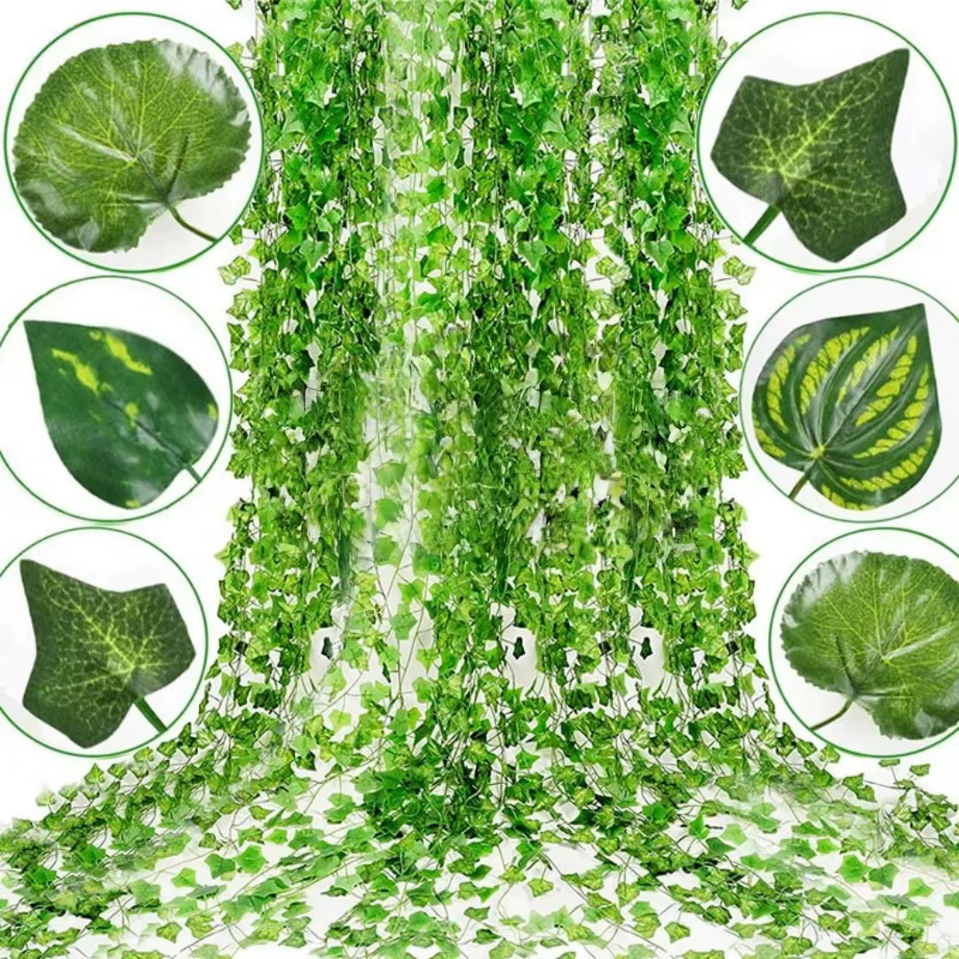 Guirlande de feuilles de lierre artificielles vertes