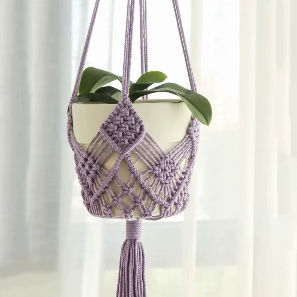 Porte-plante bohème en corde de coton tressée