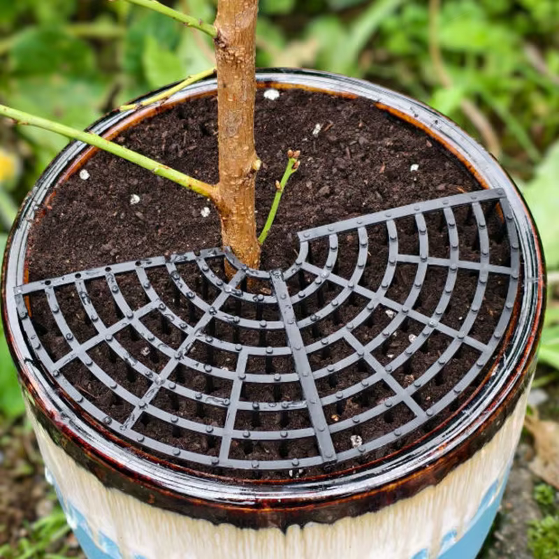 Protecteur de sol pour pot de plantes à double usage avec grilles découpées à pointes