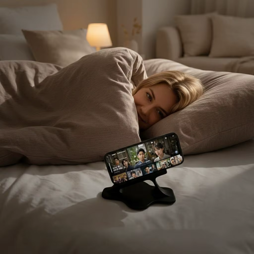 1 support de téléphone portable à placer sur le côté du lit | Conception mains libres et anti-chute, un gadget parfait pour le chevet ou les canapés du salon ! Base incurvée ergonomique, poignée a
