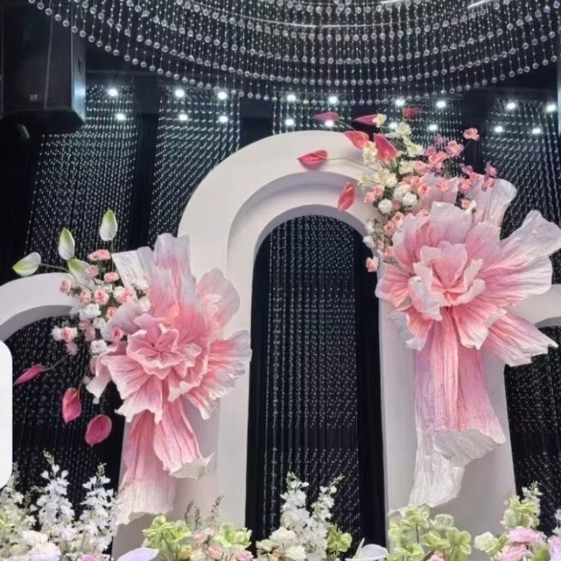Grandes fleurs d'iris artificielles en papier blanc pour mariage