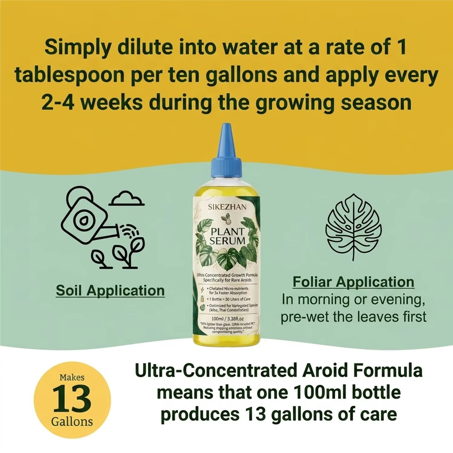Sérum végétal KALOYANOV N ° Stimulateur de racines ultra concentré 1-100 ml pour Monstera Aroids rares - Rendement 50L - Traitement nutritif et anti-moisissure