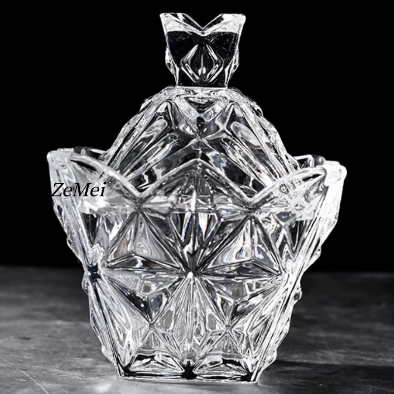 Pot à bonbons en verre de style européen en forme de diamant