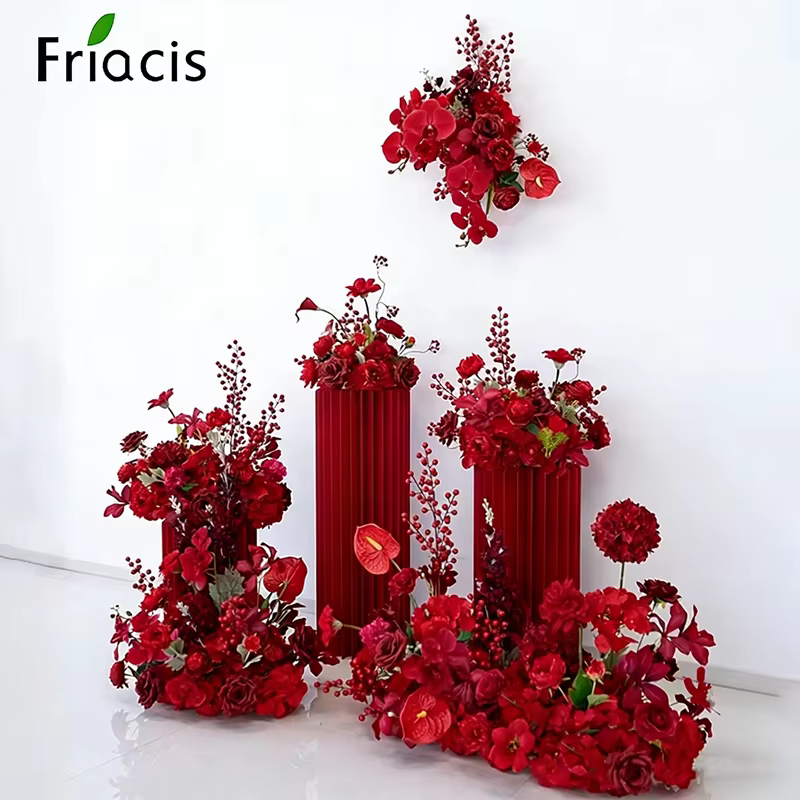 Nouvelle rangée de fleurs artificielles suspendues (orchidée rouge