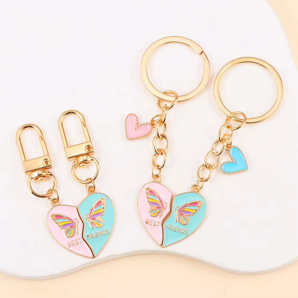 Meilleur ami porte-clés émail amour coeur épissure pendentif porte-clés BFF pour toujours amitié bijoux accessoires sac à main voiture porte-clés