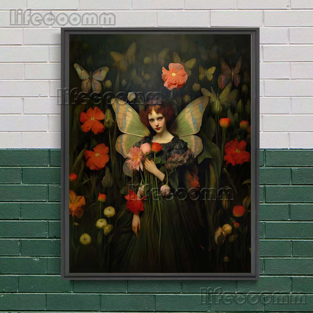 Toile d'art mural Vintage avec fleurs féeriques