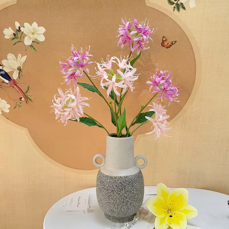 3 Têtes de fleurs artificielles en soie Lycoris Radiata pour la décoration de la maison
