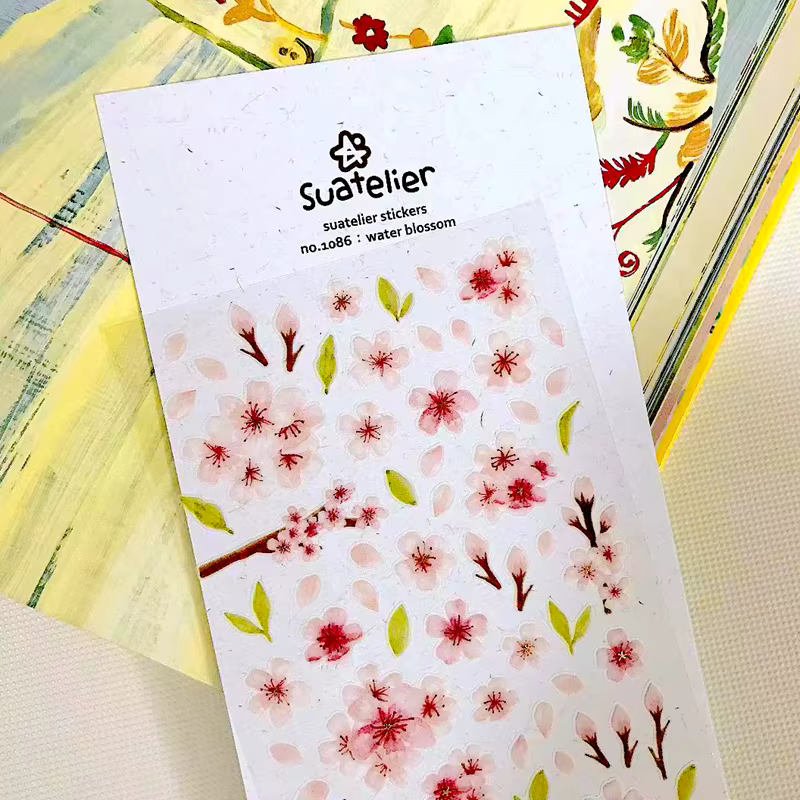Autocollant Suatelier 1086 « Fleur d'eau » – Décoration DIY pour Junk Journal, Agenda, Scrapbooking et Loisirs Créatifs