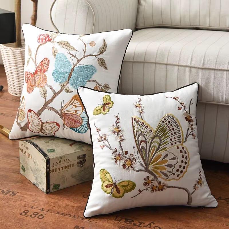 Housse de coussin papillon 45x45cm