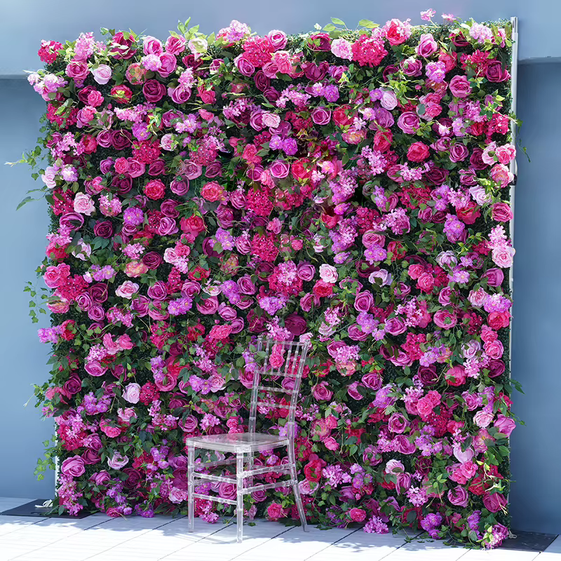 Mur de fleurs en tissu enroulable