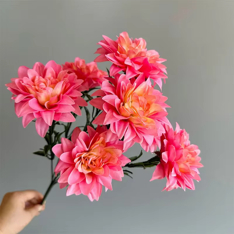 Bouquet de fleurs de Dahlia artificielles à 7 têtes
