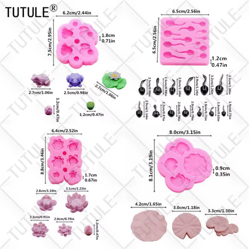 Grenouille feuilles de lotus micro paysage plantes en pot aquarium petit moule en Silicone bricolage résine accessoires
