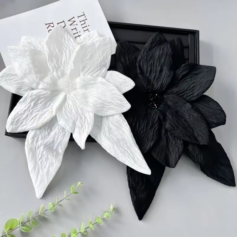 Broches à grandes fleurs plissées en tissu Vintage, épingles à revers élégantes à la mode pour femmes, accessoires de décoration pour vêtements