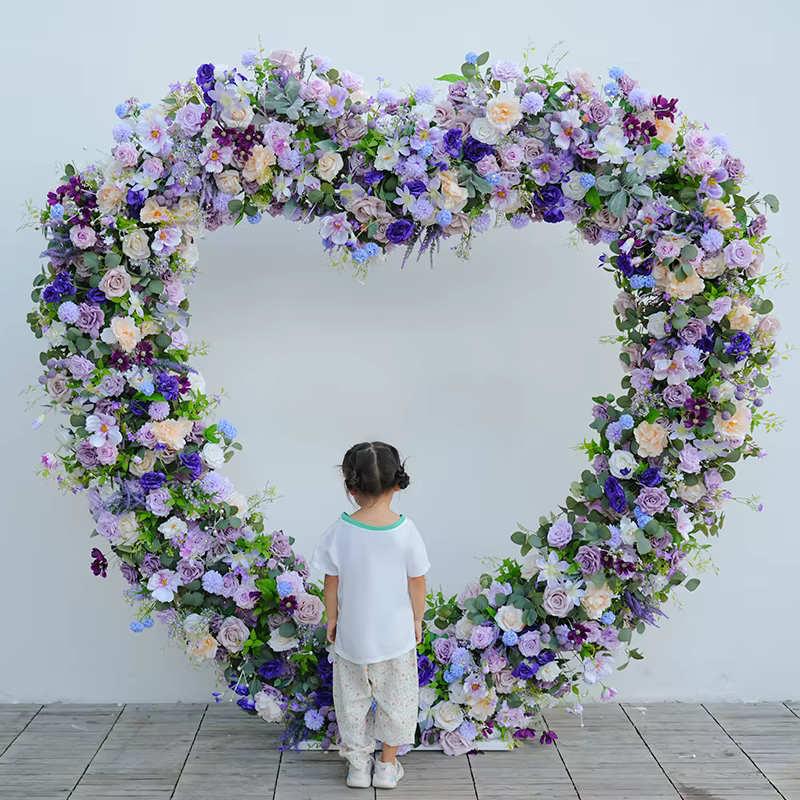 H865324 violet Rose verdure fleur rangée canapé coureur mariage toile de fond arc carré Arrangement Floral fête d'anniversaire Photo accessoires