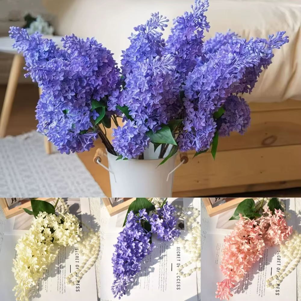 Nouvelle fleur artificielle en silicone rose lilas 75 cm
